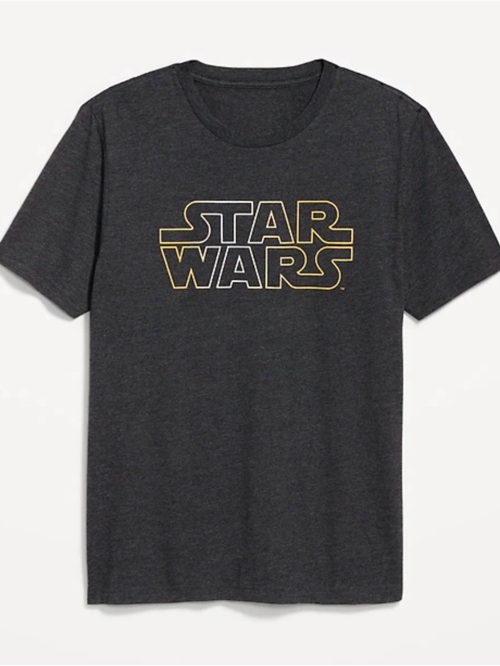 Old Navy Men's Charcoal Gray Star Wars Logo Tee with Gold Print